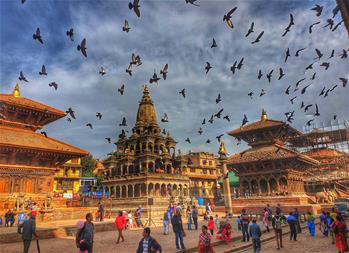 People visit Patan Durbar Square in Lalitpur, Nepal