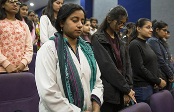 Students express solidarity with China's novel coronavirus victims in Faridabad, India