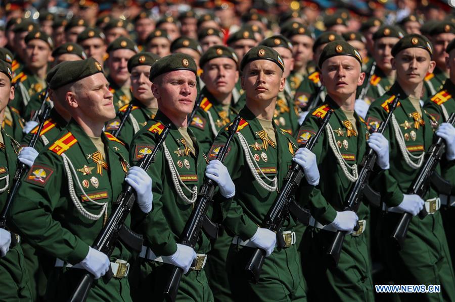 rehearsal for victory day parade held in moscow
