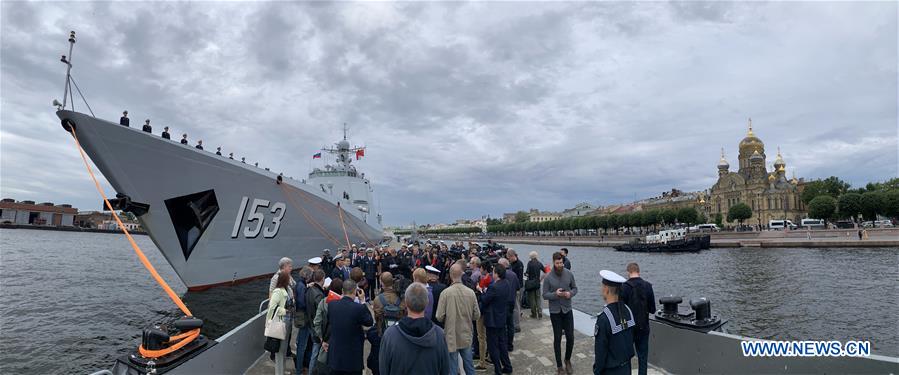 Image result for Chinese missile destroyer Xi'an arrives in St. Petersburg, Russia