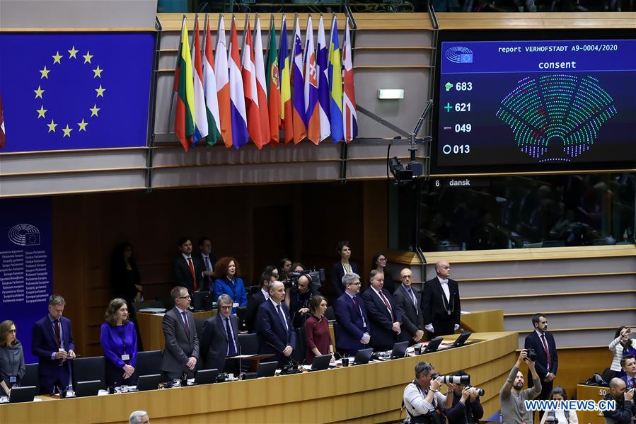 BELGIUM-BRUSSELS-EU PARLIAMENT-UK-BREXIT-WITHDRAWAL AGREEMENT-APPROVAL