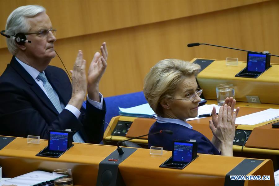 BELGIUM-BRUSSELS-EU PARLIAMENT-UK-BREXIT-WITHDRAWAL AGREEMENT-APPROVAL