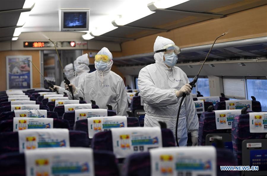 CHINA-GUANGXI-CORONAVIRUS-PREVENTION AND CONTROL-TRAINS-DISINFECTION (CN)