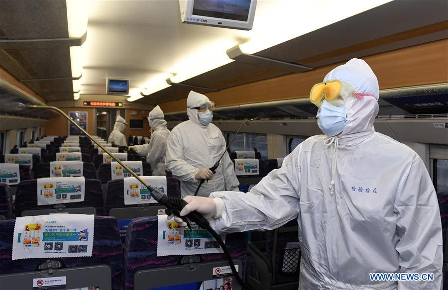 CHINA-GUANGXI-CORONAVIRUS-PREVENTION AND CONTROL-TRAINS-DISINFECTION (CN)