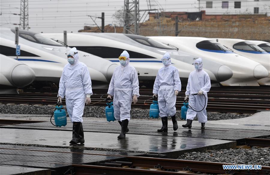 CHINA-GUANGXI-CORONAVIRUS-PREVENTION AND CONTROL-TRAINS-DISINFECTION (CN)