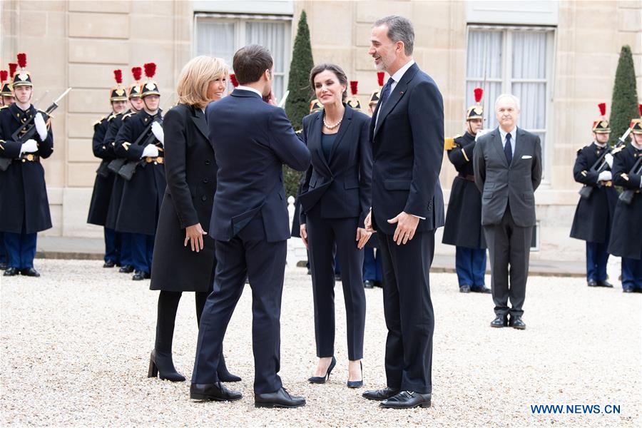 FRANCE-PARIS-MACRON-SPANISH KING-MEETING