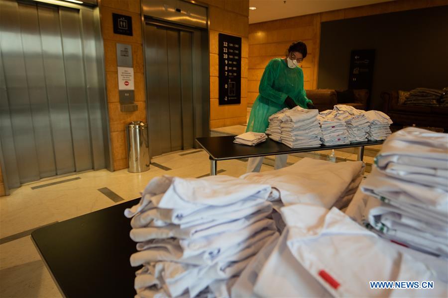 SPAIN-BARCELONA-HOTEL TURNED TEMPORARY HOSPITAL