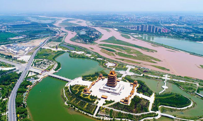 Aerial view of NW China's Ningxia