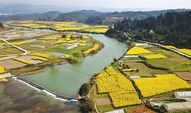 Spring view in Dunzhai Township, SW China's Guizhou