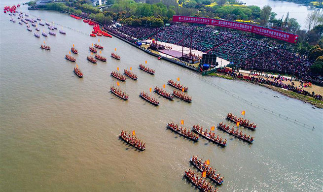 People celebrate centuries-old Qingtong Boat Festival in China's Jiangsu
