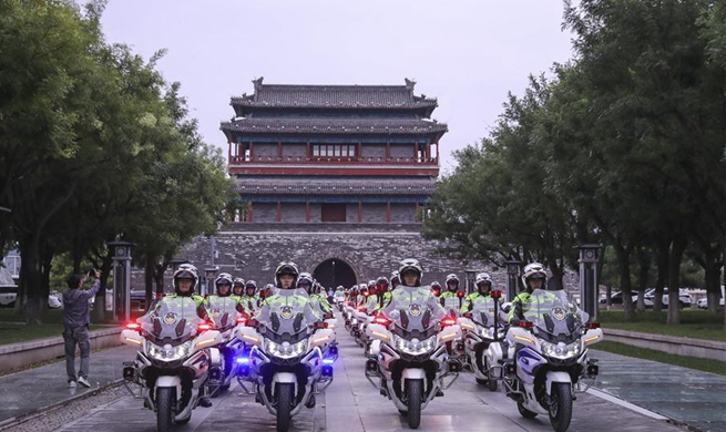 First batch of traffic policemen begin to patrol in Beijing on motorbikes