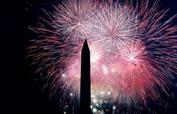 Fireworks displayed to celebrate U.S. Independence Day in Washington