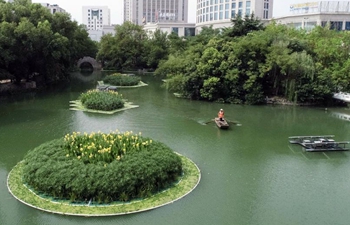 Artificial floating island set for water purification in east, southwest China