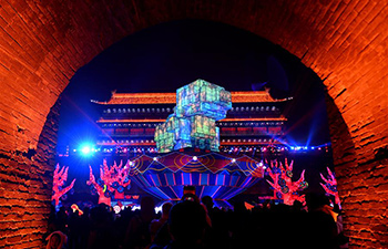 Highlights of light show on City Wall in Xi'an