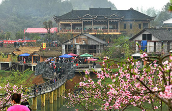 In pics: Peach flower fair in central China's Hunan
