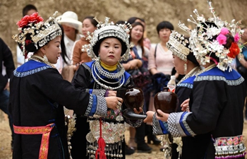 Miao ethnic group celebrates "San Yue San" festival in SW China's Guizhou