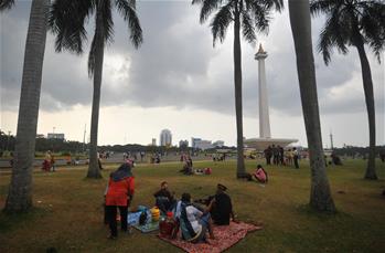 People enjoy Eid al-Fitr holiday in Jakarta, Indonesia