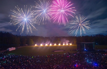 International fireworks show held in Vilnius, Lithuania