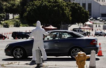 In pics: drive-thru coronavirus test site in Los Angeles