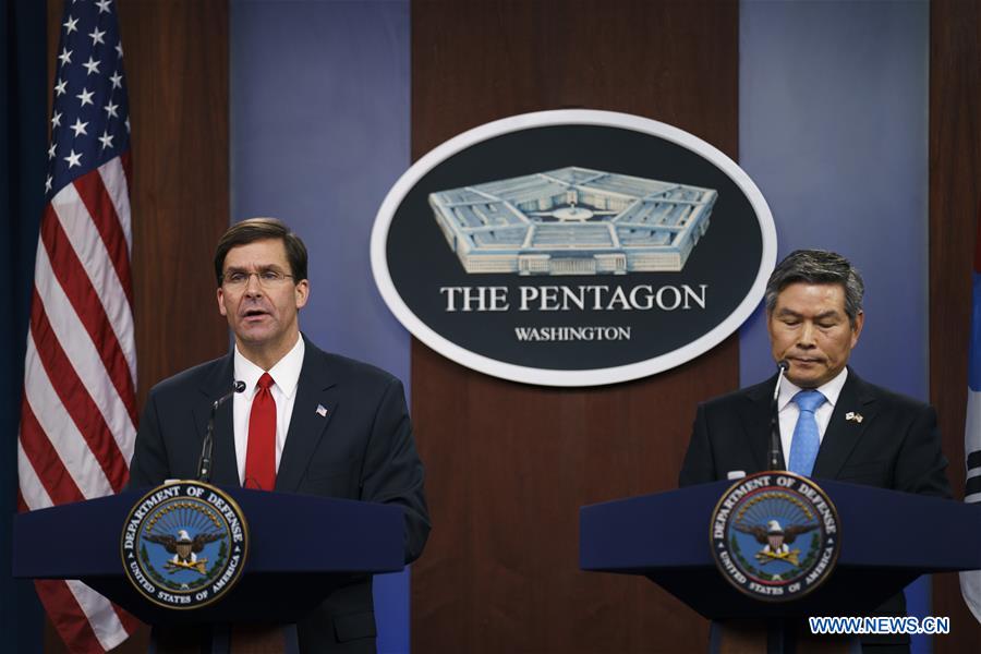 U.S.-ARLINGTON-MARK ESPER-SOUTH KOREA-DEFENSE MINISTER-MEETING