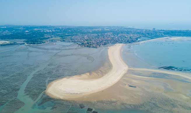 Landscape of coastal sandbar in southeast China's Fujian