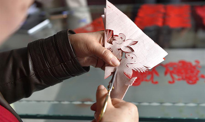 In pics: paper-cutting inheritor in NW China's Gansu