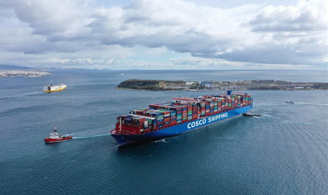 One of world's largest container ships docks at Greece's Piraeus