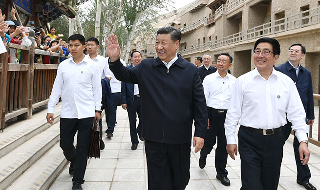 Xi visits cultural heritage site in Gansu