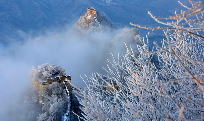 Snow scenery of Jiankou Great Wall in Huairou District of Beijing
