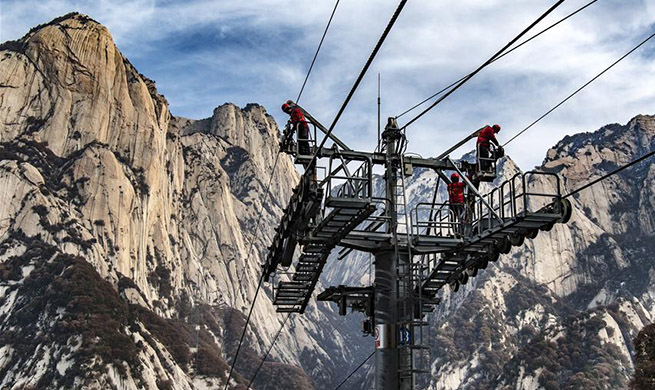 Annual maintenance carried out at Taihua cableway for Mount Huashan