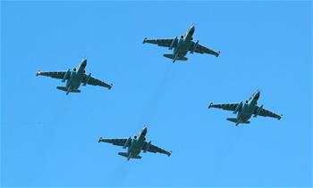 Airplanes attend rehearsal for military parade in Minsk