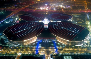 Night view of National Exhibition and Convention Center (Shanghai)