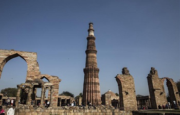 View of Qutub Minar, UNESCO World Heritage site in New Delhi