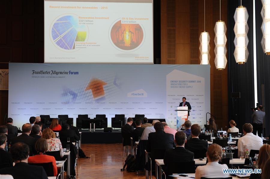 Khalid K. AI Hajri, representative from Qatar Solar Technologies, speaks at the Energy Security Summit 2016 in Berlin, Germany, June 2, 2016. Khalid K. AI Hajri, representative from Qatar Solar Technologies, speaks at the Energy Security Summit 2016 in Berlin, Germany, June 2, 2016.