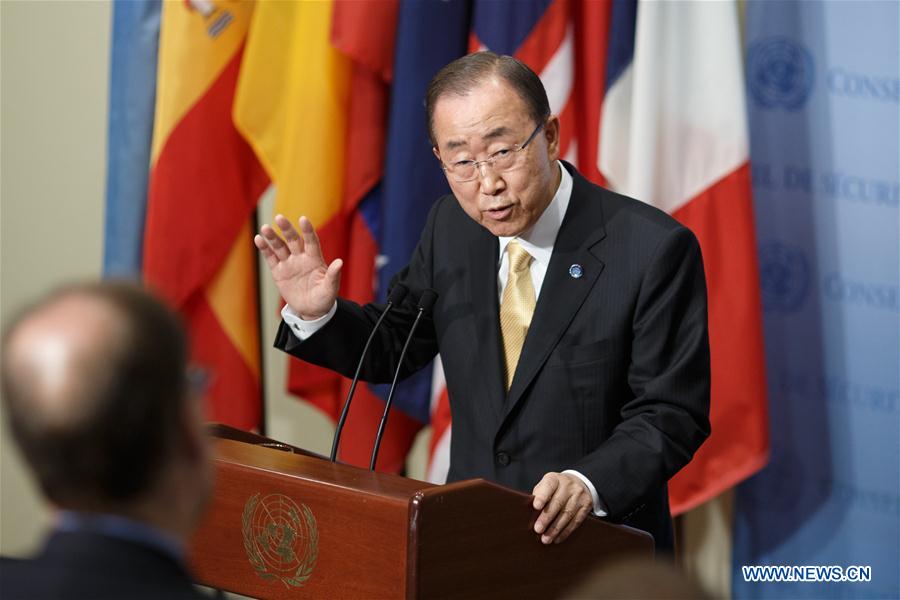 United Nations Secretary-General Ban Ki-moon speaks to journalists during a press encounter at the UN headquarters in New York, June 9, 2016. United Nations Secretary-General Ban Ki-moon speaks to journalists during a press encounter at the UN headquarters in New York, June 9, 2016.