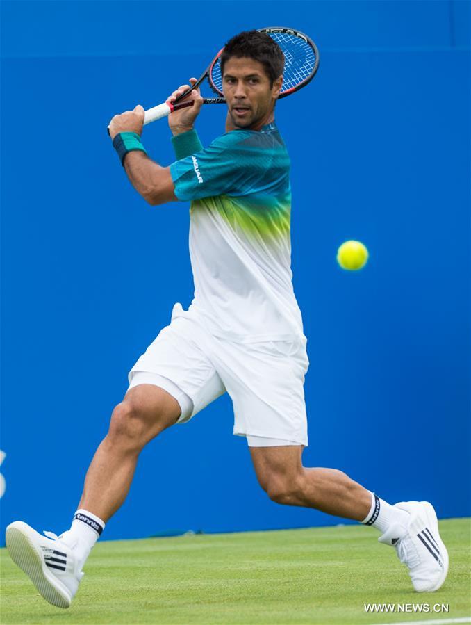 Fernando Verdasco of Spain reacts during his singles first round match against Stan Wawrinka of Switzerland during day two of the ATP-500 Aegon Championships at the Queen's Club in London, Britain on June 14, 2016. Fernando Verdasco of Spain reacts during his singles first round match against Stan Wawrinka of Switzerland during day two of the ATP-500 Aegon Championships at the Queen's Club in London, Britain on June 14, 2016.