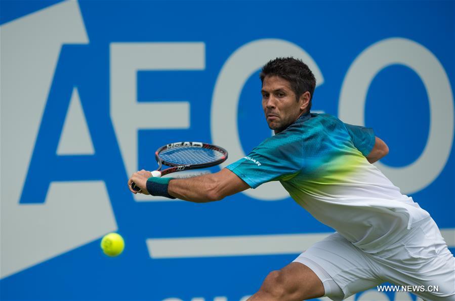 Fernando Verdasco of Spain reacts during his singles first round match against Stan Wawrinka of Switzerland during day two of the ATP-500 Aegon Championships at the Queen's Club in London, Britain on June 14, 2016. Fernando Verdasco of Spain reacts during his singles first round match against Stan Wawrinka of Switzerland during day two of the ATP-500 Aegon Championships at the Queen's Club in London, Britain on June 14, 2016.