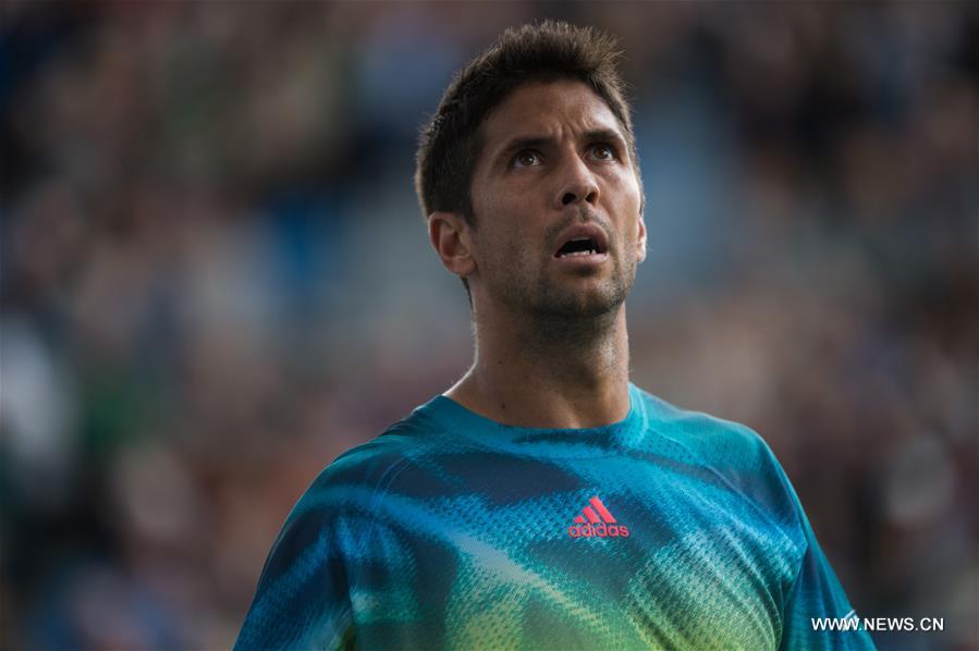 Fernando Verdasco of Spain reacts during his singles first round match against Stan Wawrinka of Switzerland during day two of the ATP-500 Aegon Championships at the Queen's Club in London, Britain on June 14, 2016.