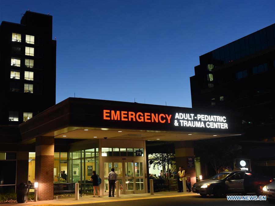 Photo taken on June 14, 2016 shows the emergency center of Inova Fairfax Hospital where 7 injured person were hospitalized in Virginia, the United States. Photo taken on June 14, 2016 shows the emergency center of Inova Fairfax Hospital where 7 injured person were hospitalized in Virginia, the United States.