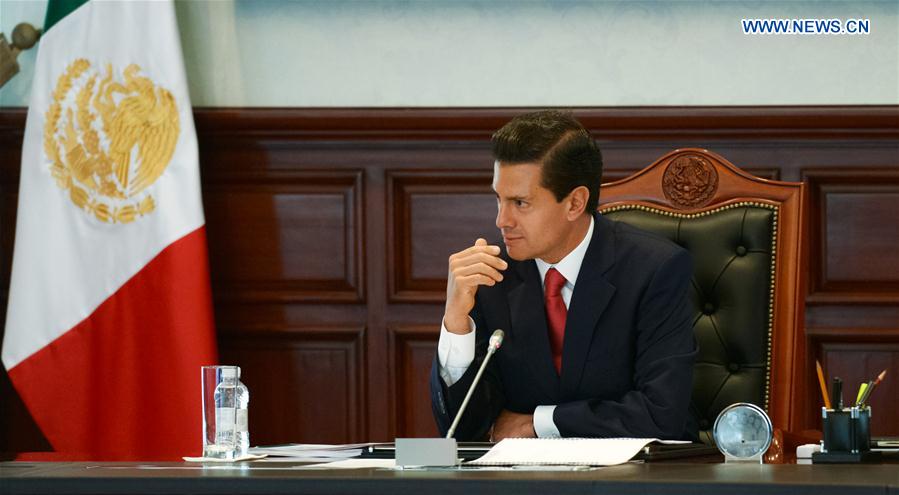 Image provided by Mexico's Presidency shows Mexican President Enrique Pena Nieto attending a meeting with the members of his Cabinet at the Official Residence of Los Pinos, in Mexico City, capital of Mexico, on June 17, 2016. Image provided by Mexico's Presidency shows Mexican President Enrique Pena Nieto attending a meeting with the members of his Cabinet at the Official Residence of Los Pinos, in Mexico City, capital of Mexico, on June 17, 2016.