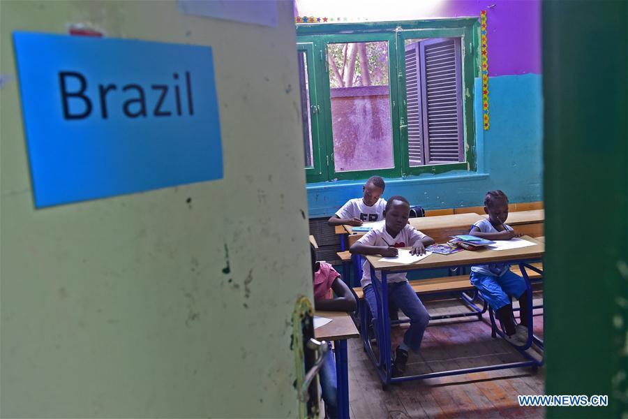 Children have a class at African Hope Learning Center in Cairo, Egypt on June 20, 2016.