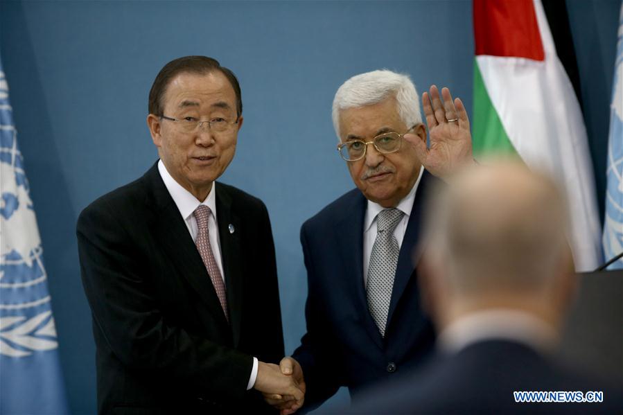MIDEAST-RAMALLAH-UN-BAN KI-MOON-ABBAS-MEETING