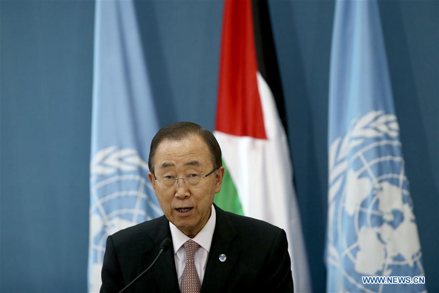 United Nations Secretary General Ban Ki-moon attends a joint press conference with Palestinian President Mahmoud Abbas(not in the picture) in the West Bank city of Ramallah, on June 28, 2016. United Nations Secretary General Ban Ki-moon attends a joint press conference with Palestinian President Mahmoud Abbas(not in the picture) in the West Bank city of Ramallah, on June 28, 2016.