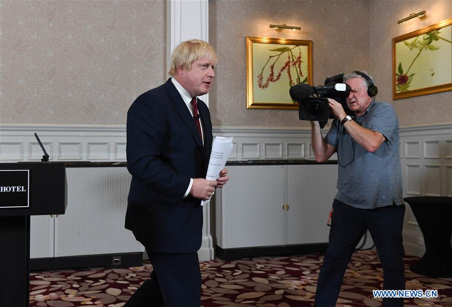 Former London mayor Boris Johnson announces that he will not be a contender in the race to become the next prime minister of Britain following David Cameron's decision to quit in London, Britain, June 30, 2016. 