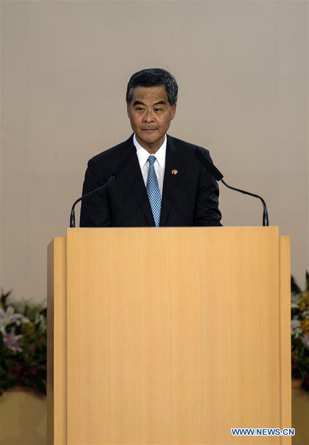 A flag raising ceremony is held at the Golden Bauhinia Square in Hong Kong, south China, July 1, 2016, to celebrate the 19th anniversary of the establishment of Hong Kong Special Administrative Region