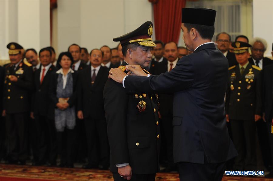 Tito Karnavian poses at his installment ceremony to become new Indonesian national police chief in Jakarta, Indonesia, on July 13, 2016