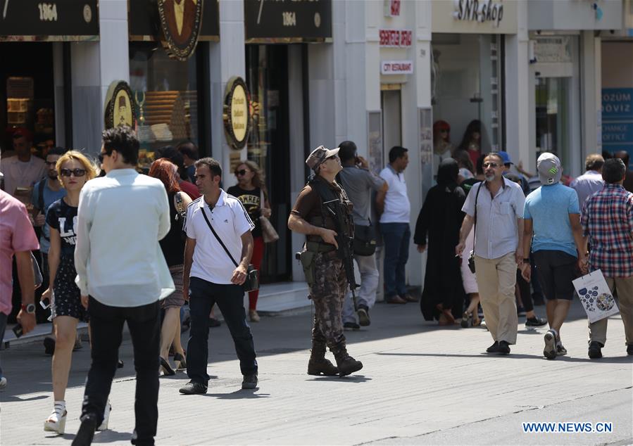 A security personnel stands guard outside the French Consulate General in Istanbul, Turkey, on July 13, 2016.