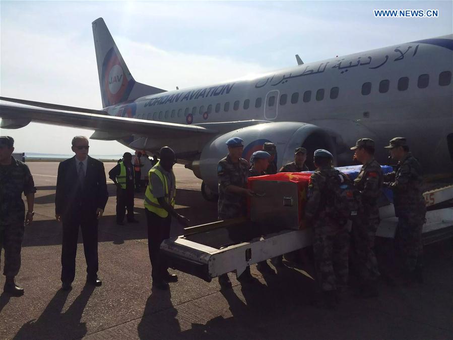 UGANDA-ENTEBBE-CHINESE PEACEKEEPERS-BODY-ARRIVAL