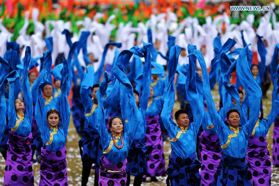 dance at the opening ceremony of Shambhala Tourism Festival in Gannan, northwest China's Gansu Province, July 17, 2016. dance at the opening ceremony of Shambhala Tourism Festival in Gannan, northwest China's Gansu Province, July 17, 2016.