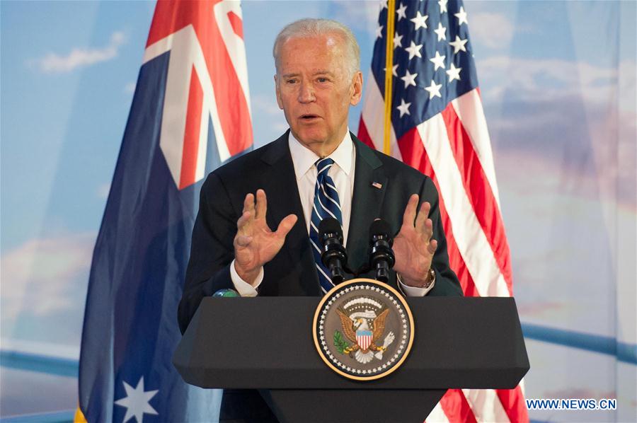 U.S. Vice President Joe Biden addresses workers and staffs of the Boeing Aerostructures Australia plant in Melbourne, Australia, July 18, 2016. U.S. Vice President Joe Biden addresses workers and staffs of the Boeing Aerostructures Australia plant in Melbourne, Australia, July 18, 2016.